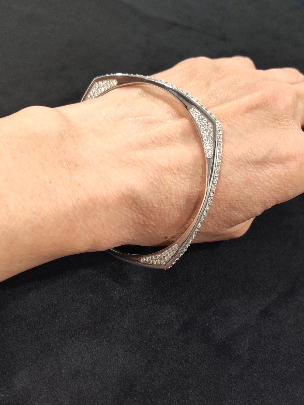 Sonia Bitton Sterling Silver CZ Geometric Bangle Bracelet